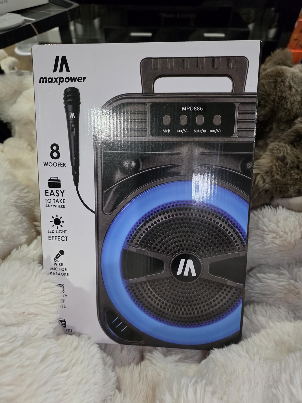 MPD885 Portable Bluetooth Speaker with Blue LED Ring w/ MICROPHONE
